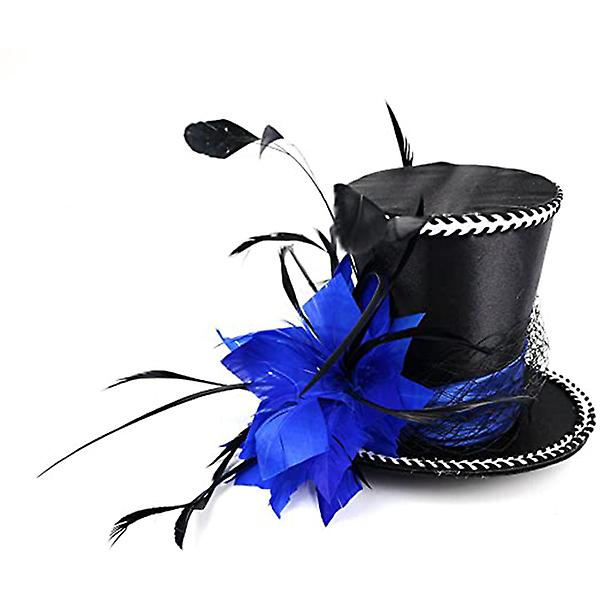 Mini Top Hat Feather Fascinator Cocktailblue Feather