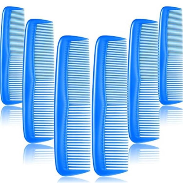 12-delad set av fina plastkammar (blå) för dam- och herrfickor, finförbandskammar