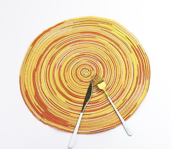 Castor Cotton Yarn Table Mat Insulation Anti-hot Teacamp Pad Round Plate 2pcs Yellow 30cm