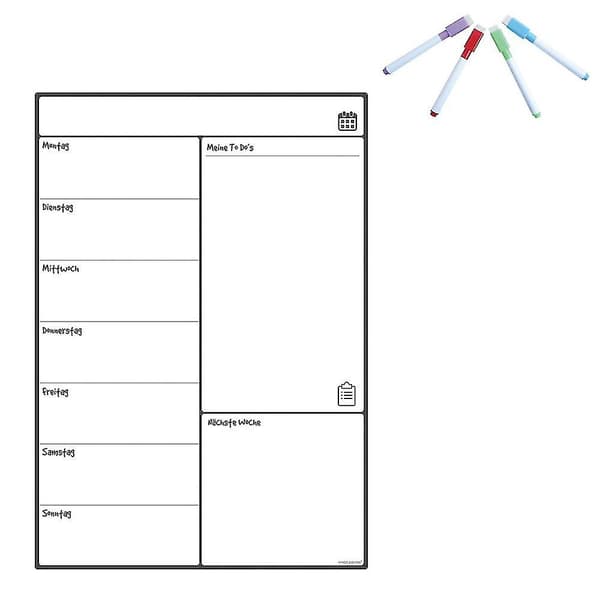 Magnetisk whiteboard kjøleskap kalender av meny planlegger, notat