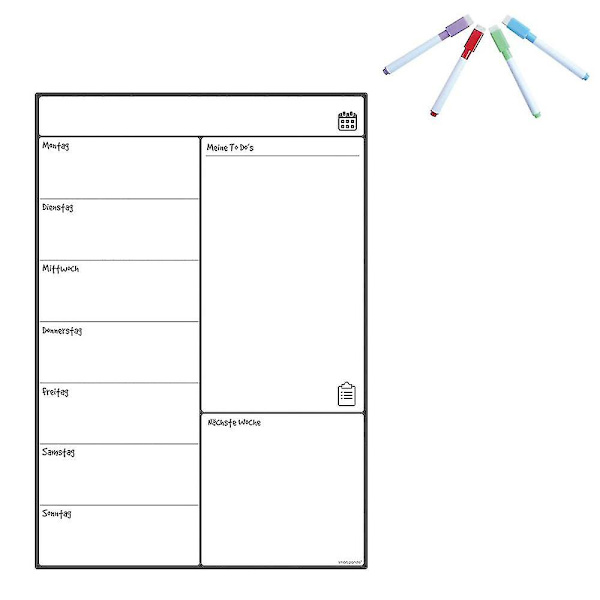 Magnetisk whiteboard køleskabs kalender af menuplanlægger, memo