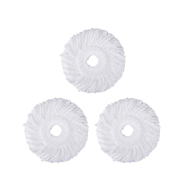 3 stk. Hvit Spin Mop Reservehode, Mikrofiber Bomull Mop Hode, 16cm Universal Mop Kluter