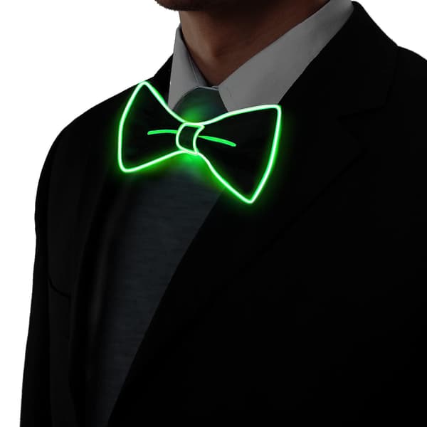Lysende slips, Man Led lysende slips med strømkabel, 3 blinktilstande Led Glow slips, Justerbar belyst slips Green