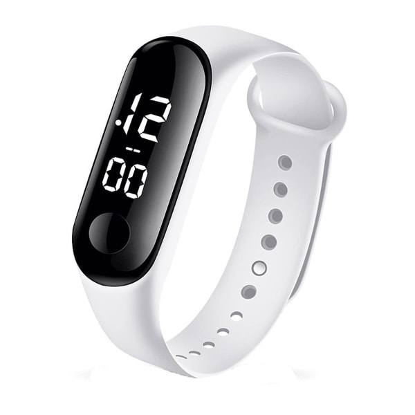 1 st Mode Digital Led Sports Watch Unisex Silikonband Armbandsur Herr Dam Mode Enkelt White