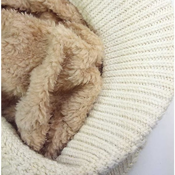 Dame Vinter Varm Strikhue Uld Sne Ski Huer Med Visir Sort Beige