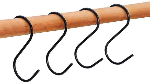 20 stk S-formede kroker for å henge gryter og panner, baderomssvart