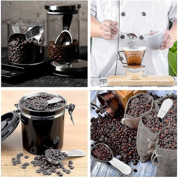 Kaffeske sæt, 2 stk. rustfrit stål kaffeskeer, 15 ml og 30 ml rustfrit stål måleskeer
