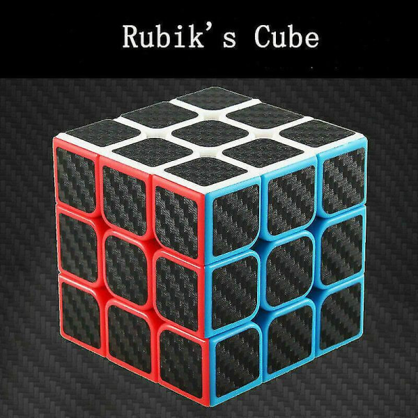 Kolfiber kubisk kolfiber klistermärke Speed ​​Cube med svart klistermärke pussel 3x3x3