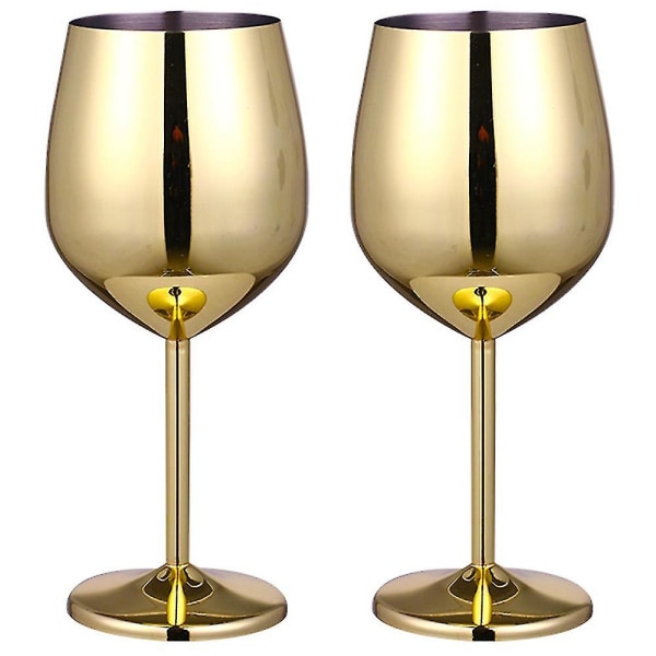 2st vinglas i rostfritt stål - okrossbara vinglas för resor, camping och pool, 500 ml Gold
