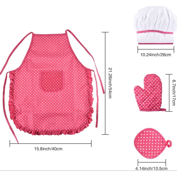 11 delar förkläden för små flickor Barn Matlagning Set Kock Hatt Handskar och redskap för småbarn Klä upp kock kostym Cosplay