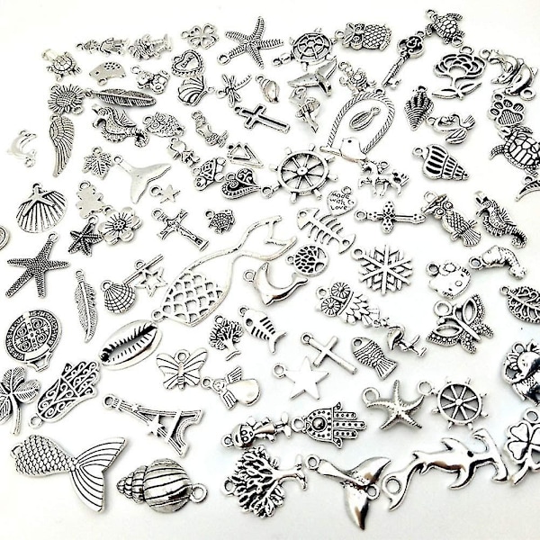 Retro Tibetanska hängen i blandad silverlegering, charmhängen för smycken, gör-det-själv-armband och halsband