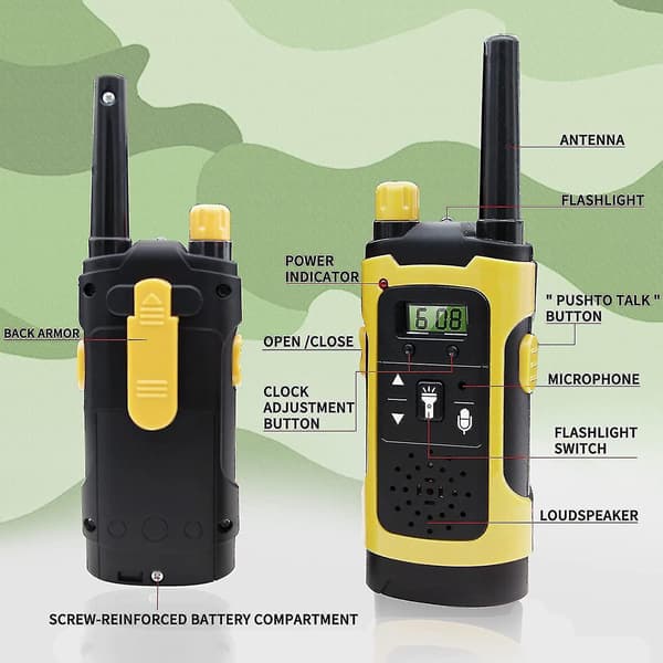 Walkie-talkie för barn, 3-12 år, 3 mils räckvidd, 22 kanaler