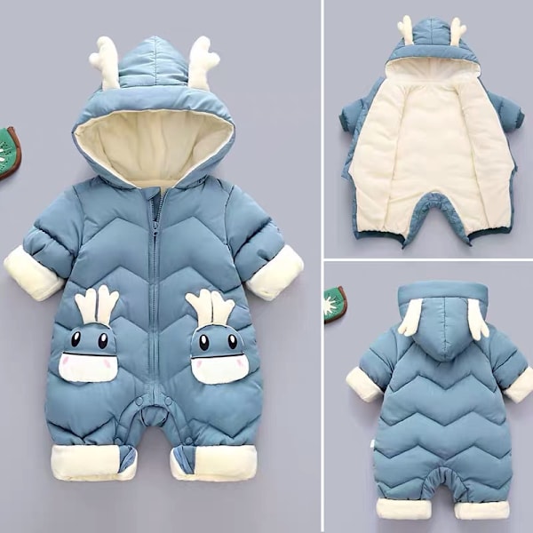 Vinterförtjockad dun baby dun bomullsplatta blå kläder N