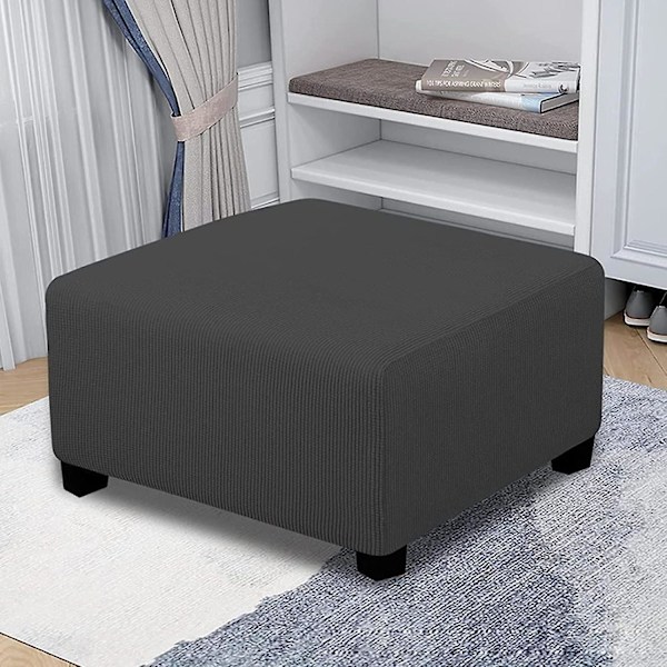 Stretch Fodskammel Betræk, Skammel Beskyttelsesbetræk Med Elastisk Bund, Støvtæt, Aftagelig, Vaskbar Fodstøtte Pouf Betræk, Ottoman Betræk Dark Gray