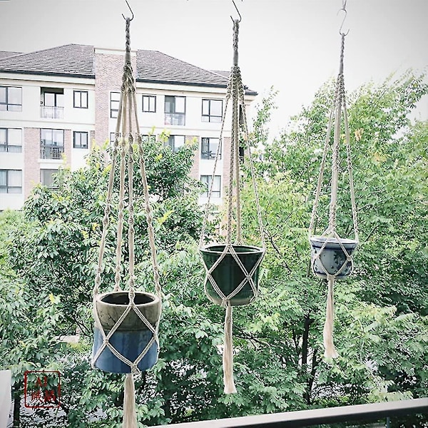 3-pack macramé-växtupphängning, hängande växtkruka