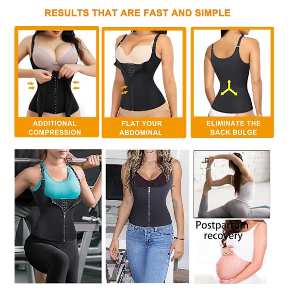 Kvindernes Brystkorset Taljetræner, Body Contouring Vest Rem Med Justerbare Skulderstropper Sort 4XL