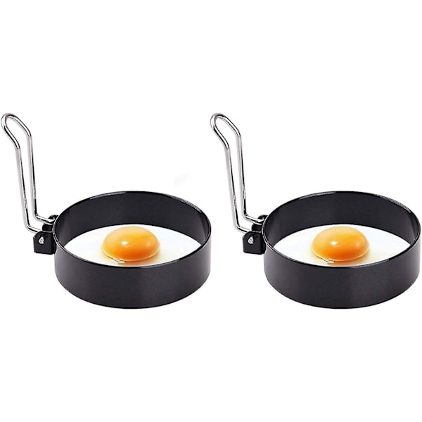 2-pack äggring, non-stick äggringar, pocherade äggringar, äggfriteringsringar (10,2 cm 2,1 cm)