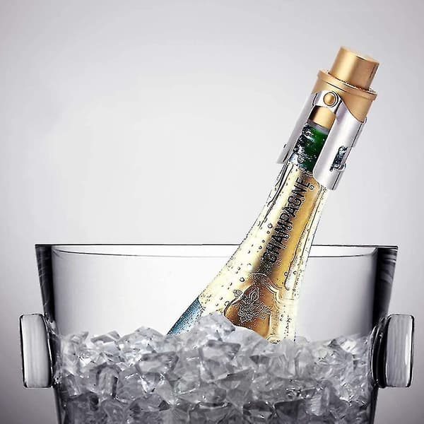 Sett med 2 champagnepropper for musserende vin med integrert trykkpumpe for å holde boblene dine glitrende gull og sølv
