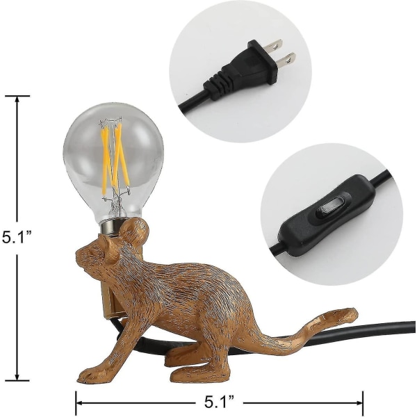 Museformet bordlampe, harpiks kreativ bordlampe sengebordslampe sengegave dekoration soveværelse