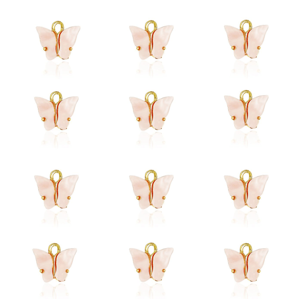 34 st fjärilsberlocker i akryl för smyckestillverkning, gör-det-själv-halsband, armband, örhängen, hantverkstillbehör 34pcs pink