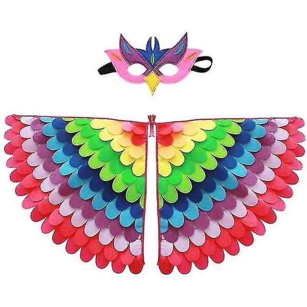 Rainbow Kids Birds Wings Kostume Børn Dress Up Wings Mask W32
