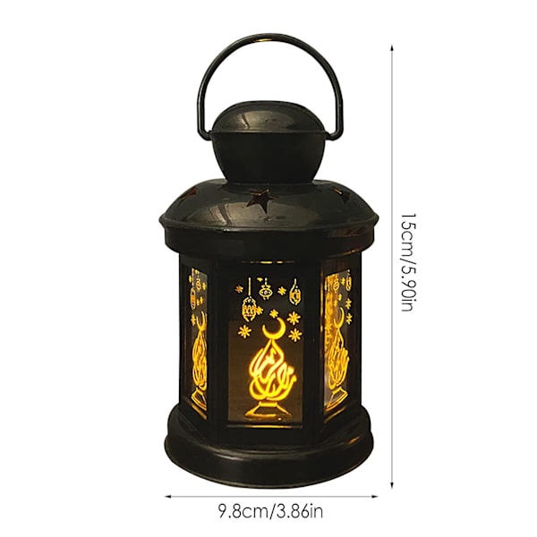 Ramadan Dekoration Lykta LED-lampor Eid Mubarak Prydnader Islam Muslimsk Festartiklar Eid Al Adha Ramadan Kareem Black