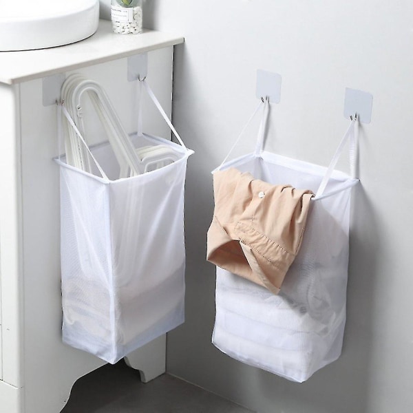 Household Wall-mounted Laundry Basket Dirty Clothes Storage Basket White Organizer Toy Mesh Bathroom Clothes Storage Baskets