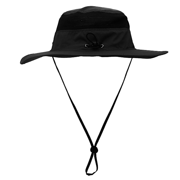 Unisex bredbrättad hatt, Upf 50+ vattentätt solskydd, sommar UV-skydd Boonie hatt Black