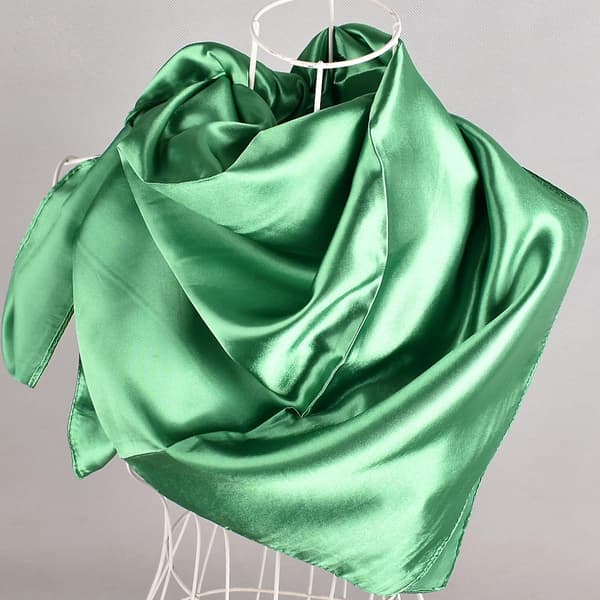 35\" Elegant Stor Silke Touch Solid Satin Firkantet Tørklæde Wrap Green