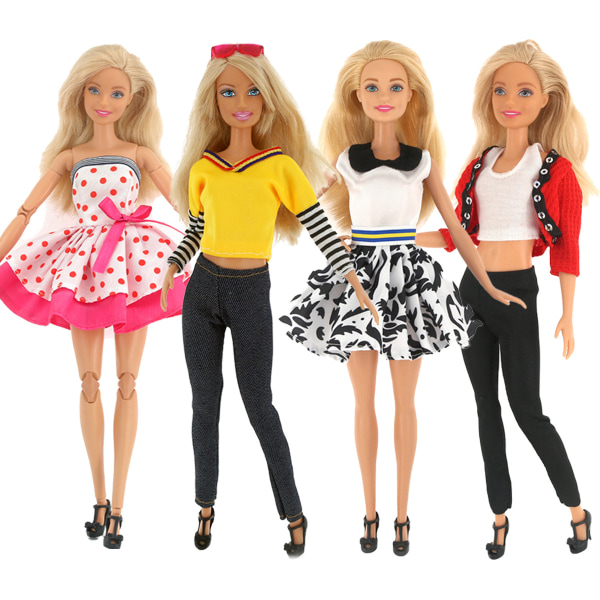4st 30cm Barbie Doll Kläder Mode Kort kjol Casual Klänning