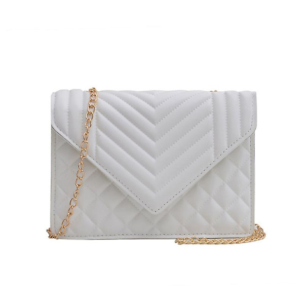 Liten crossbody-väska, söt liten damhandväska med kedjerem White