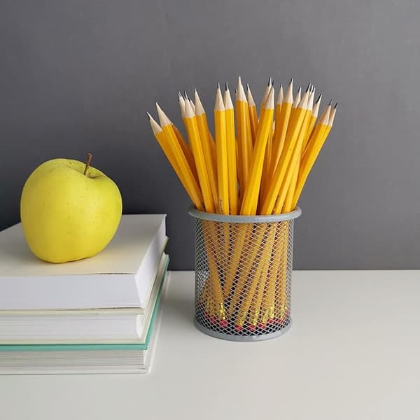 Silver, diameter 9 cm metallpennhållare | rund metallpennhållare