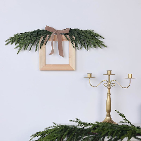 Julgranar av Norfolk Tall, 18 tum Real Touch Konstgjorda Tallgrenar Falska Gröna Tallgrenar för Vas DIY Girlang Krans Heminredning 32Pcs