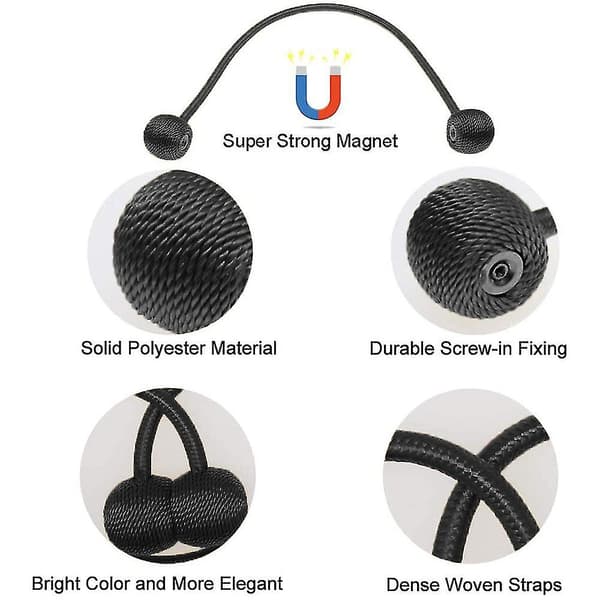 Magnetiske gardinbindere clips gardin spænder holdbacks Black