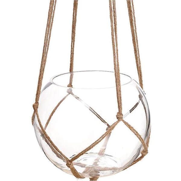 6 st Macrame Hängande Korg, Bomull Rep Hängande Korg, Blomkruka Hängande 122CM