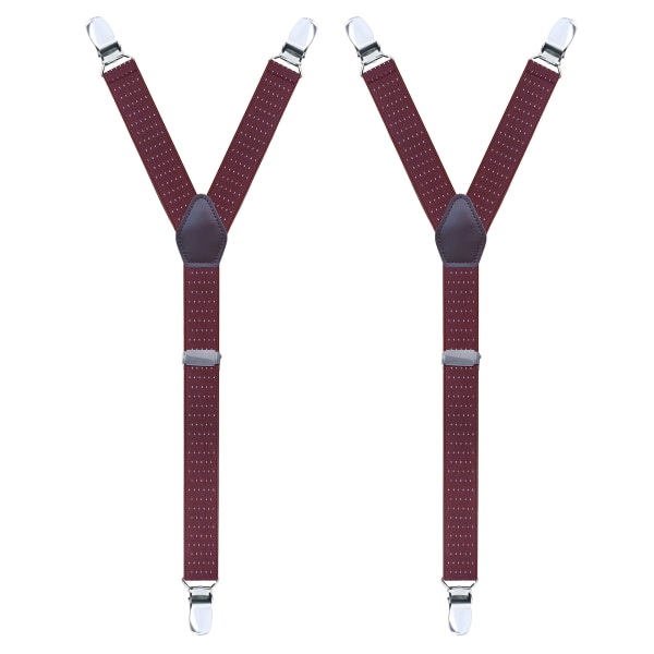 Wine Red Men's Adjustable Elastic Suspender Straps, Military Style, Non-Slip, Y Style