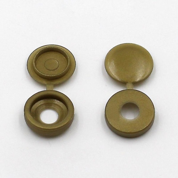 100 stk hengslede skruedekselhetter Foldeskruesnapper Deksel Plastskruelokk Skive Flip Topper En-delt Skruelokk Bronze