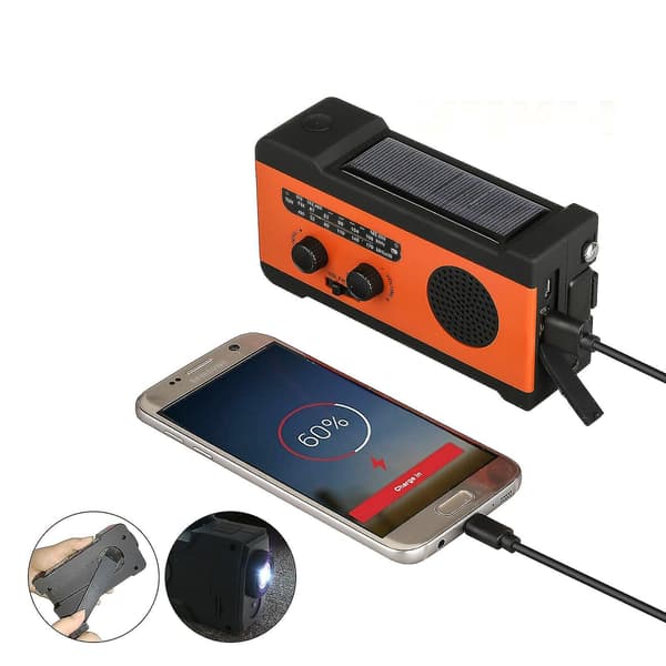 Nød-sol AM/FM/NOAA værradio alarm lommelykt