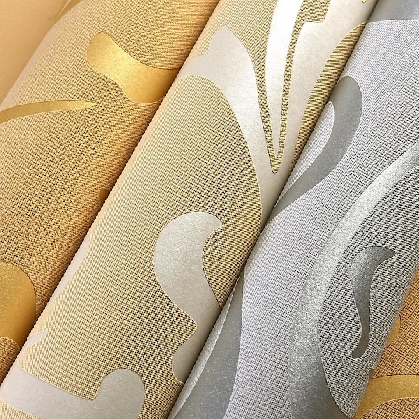 Europæisk stil luksus damask non-woven 3d tapet simpelt præget væg rulle papir lodret soveværelse hjem dekoration Beige