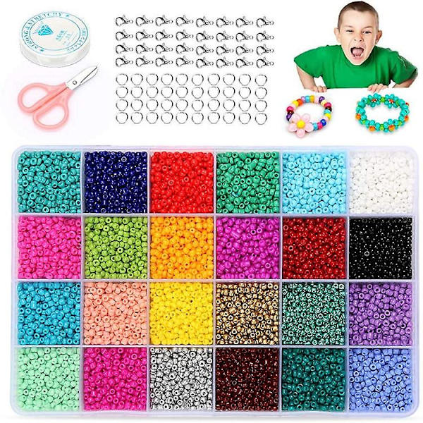 24 rutnät glaspärlor lösa pärlor bakningslackpärlor färgglada hirsfröpärlor set 2mm 24000pcs