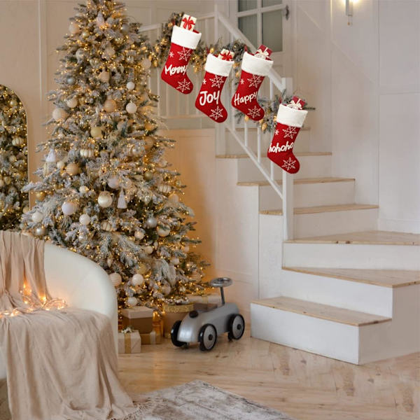 HOHOHO Julstrumpor 1-pack, 18 tum plysch stora julstrumpor, personliga julgranshängande strumpor dekorationer prydnader