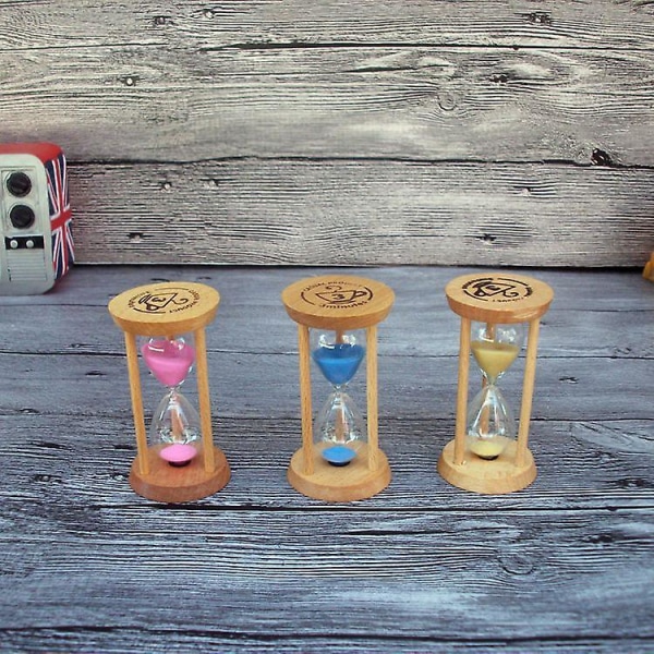 Mini Sand Timer - Træ Timeglas Timer Træ Maling Værktøj Til Hjem Og Restaurant 3 Minutter Yellow