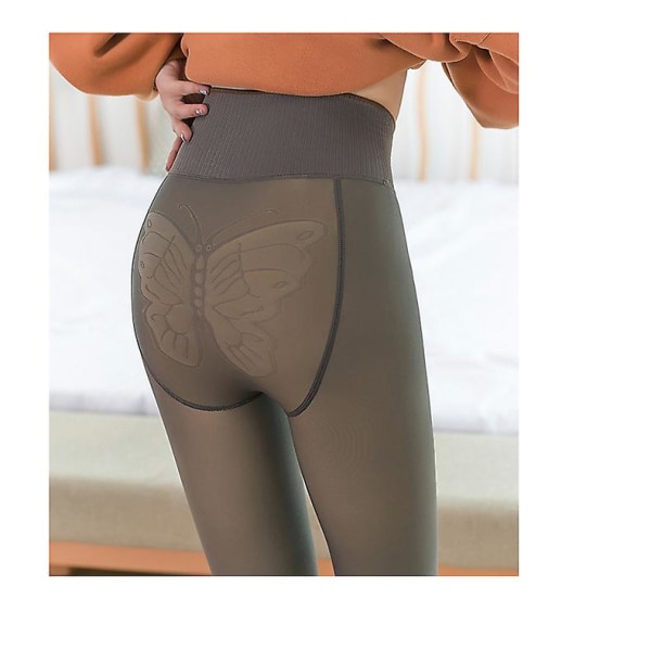 Kvinners magiske ekstra tykke varme vinter dobbeltforet stretch termisk fleece strømpebukse grey A
