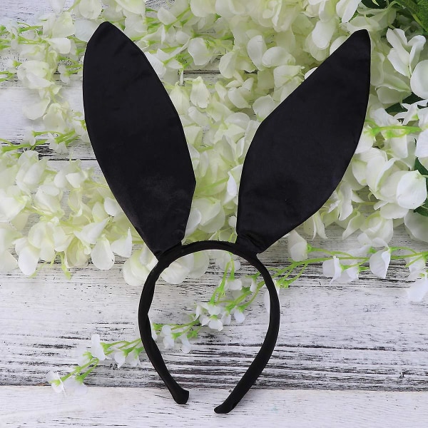 Bunny Ears Pandebånd, Sød Sexet Kanin Øre Hårbånd til fest Cosplay Kostume Tilbehør (sort)