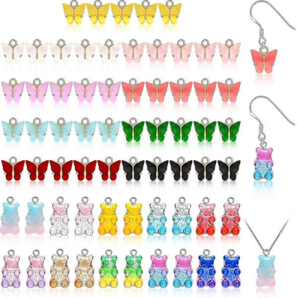 40 kpl/65 kpl akryyliperhoskoruja ja karhumakeisriipussetti 45 Butterflies*20 Bears