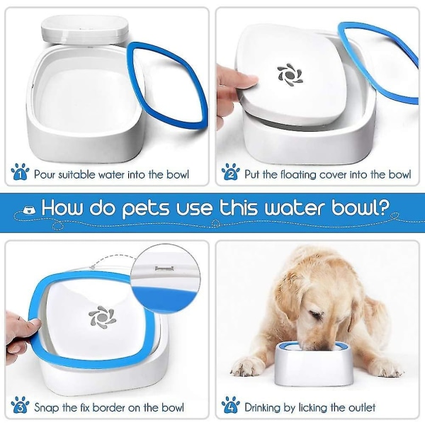 Dog Water Bowl, Overflow Proof Dog Bowl, Anti Spill Pet Water Bowl, Avoid Wet Mouth Slow Floating Water Bowl