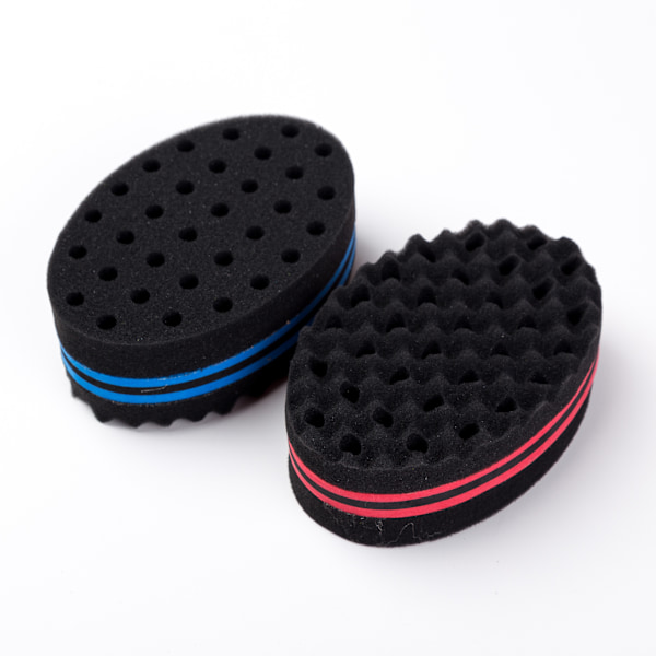（1 st）Blå dubbelsidig två i ett Twist Magic Hair Sponge Afro Braid Style Dreadlock Coils Wave Hair Curl Sponge Brush