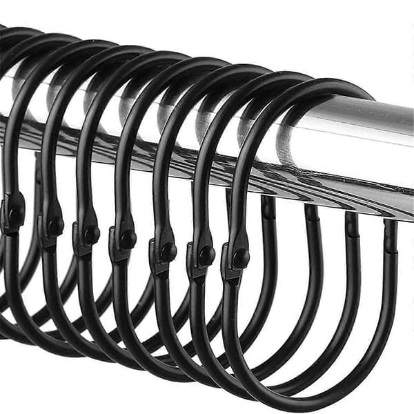 Duschdraperiringar, Duschdraperikrokar, Svarta Duschdraperikrokar Rostfria, Anti-Drop Släta Duschringar