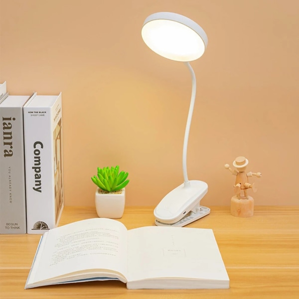 Desk lamp USB rechargeable desk lamp with bed clip reading night light LED desk lamp 3 modes dimming eye protection DC5V