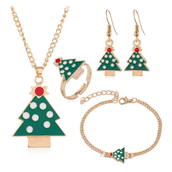 Förpackning med julgransörhängen julhalsband julringar jularmband hänge örhängen julsmycken för damer